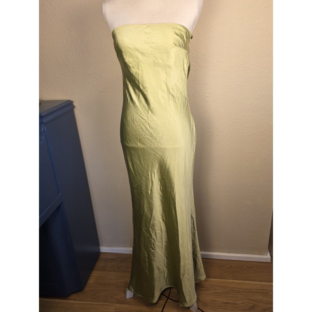Princess Polly Formal Gown Size 6 Green Sleeveless Satin Floor Length Slip Dress